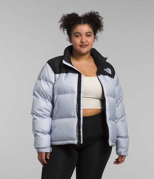 Geaca Puf The North Face Plus 1996 Retro Nuptse Dama Albastri Deschis Negrii | ROMANIA BCMYWUA