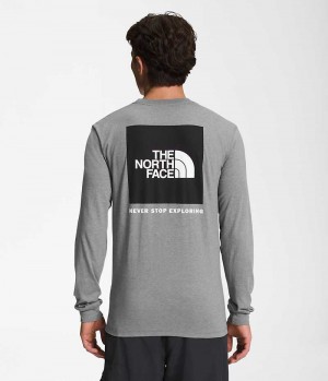 Tricou The North Face Long Sleeve Box NSE Barbati Gri | ROMANIA JOMKGBH