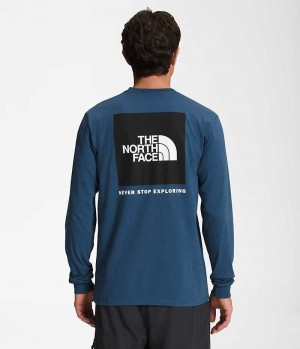 Tricou The North Face Long Sleeve Box NSE Barbati Albastri | ROMANIA AXUDMVT