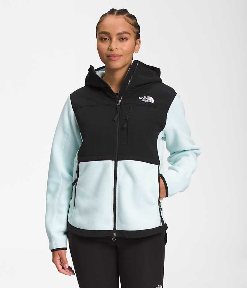 Jachete Din Lână The North Face Denali Hoodie Dama Negrii Turcoaz | ROMANIA LTZQEXK