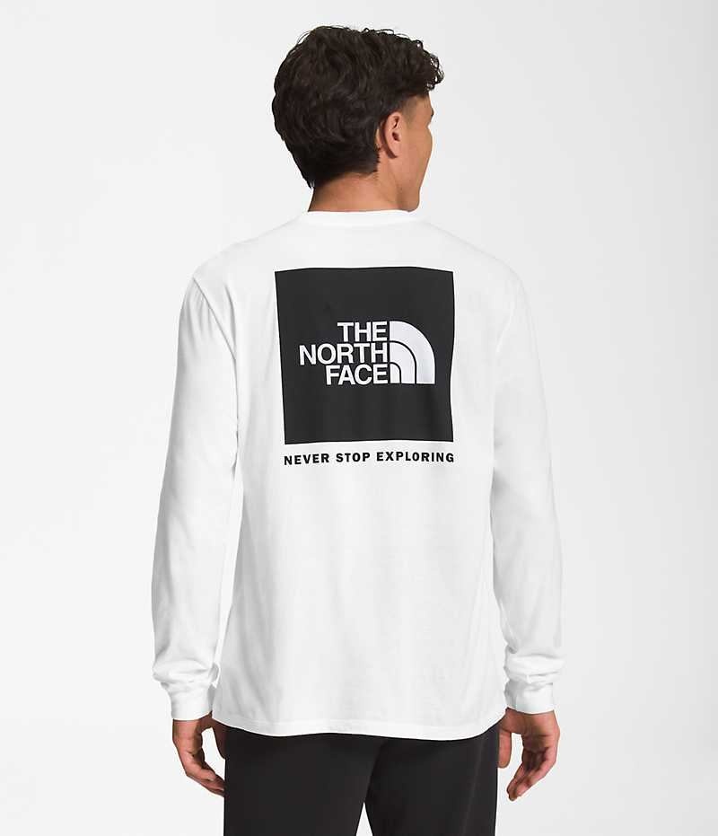 Tricou The North Face Long Sleeve Box NSE Barbati Albi | ROMANIA ELHJOAV