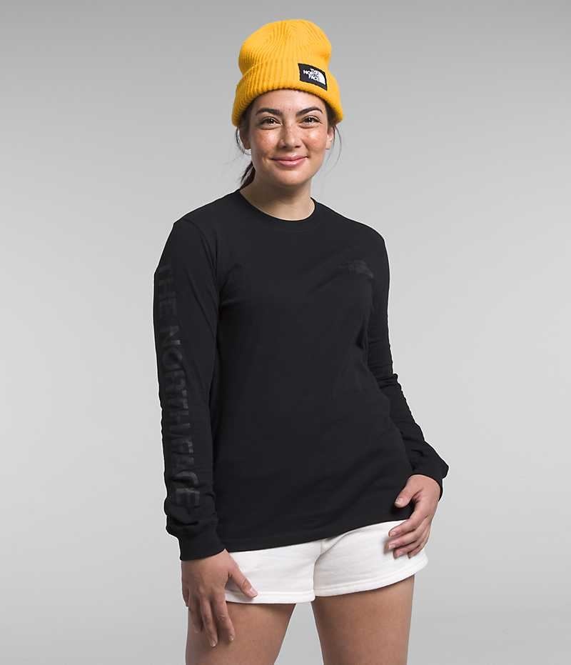 Tricou The North Face Long Sleeve Sleeve Hit Grafice Dama Negrii | ROMANIA TDOGPWJ